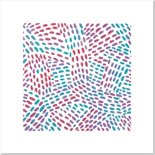 Watercolor dotted lines - pink and blue Posters and Art